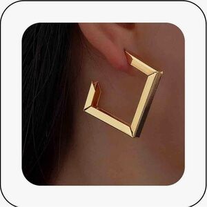 Gold Square Hoops